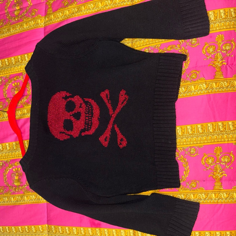 Betsey Johnson Black Sweater with Red skull Accent on back